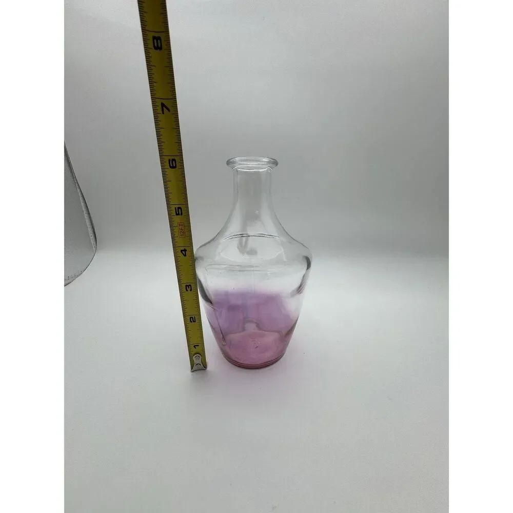 VTG Art Glass Bud Vase Small Swirl Ombre Clear Made in France 6.25 Inch